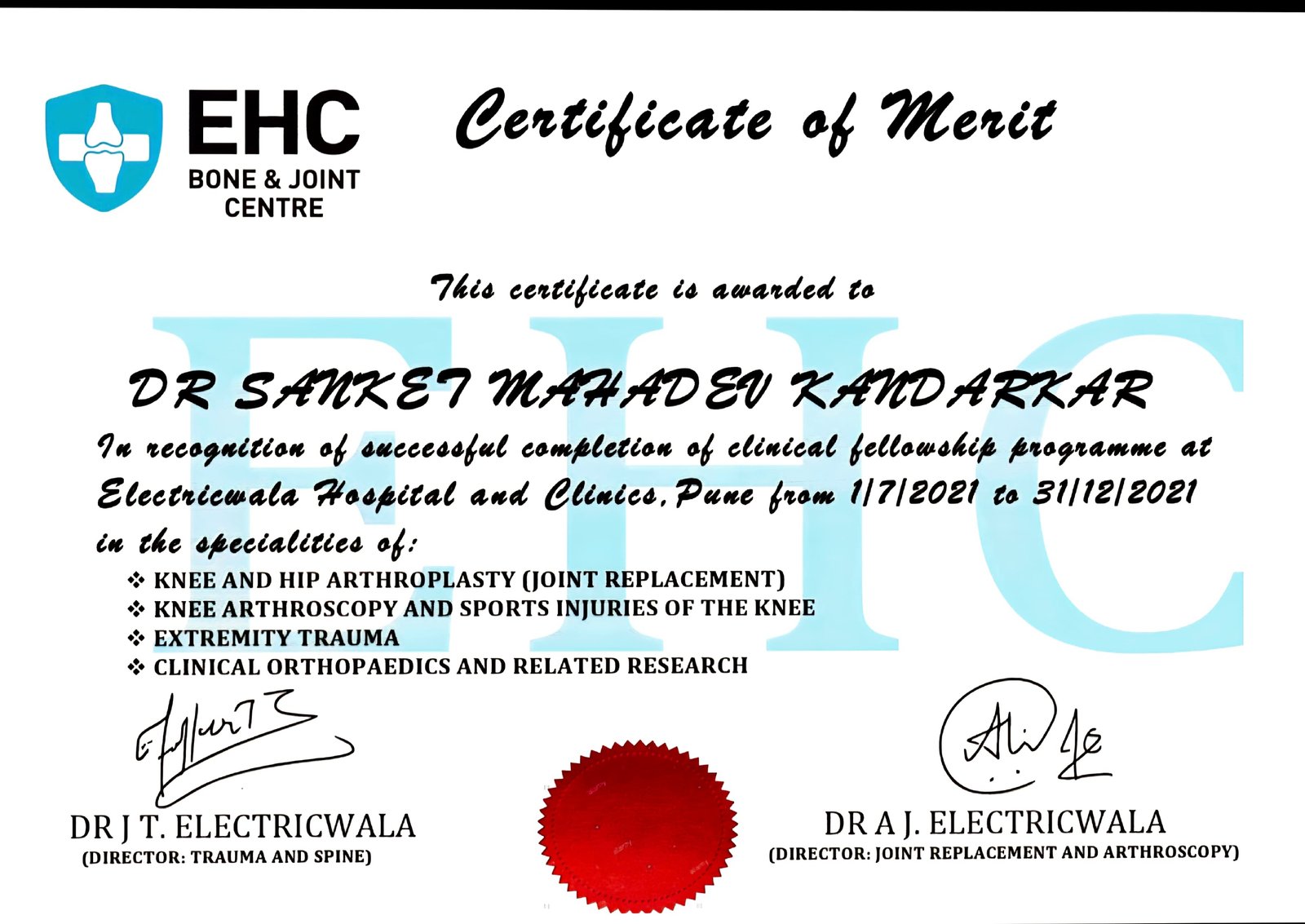 Arthroplasty and Arthroscopy Fellowship Certificate _page-0001