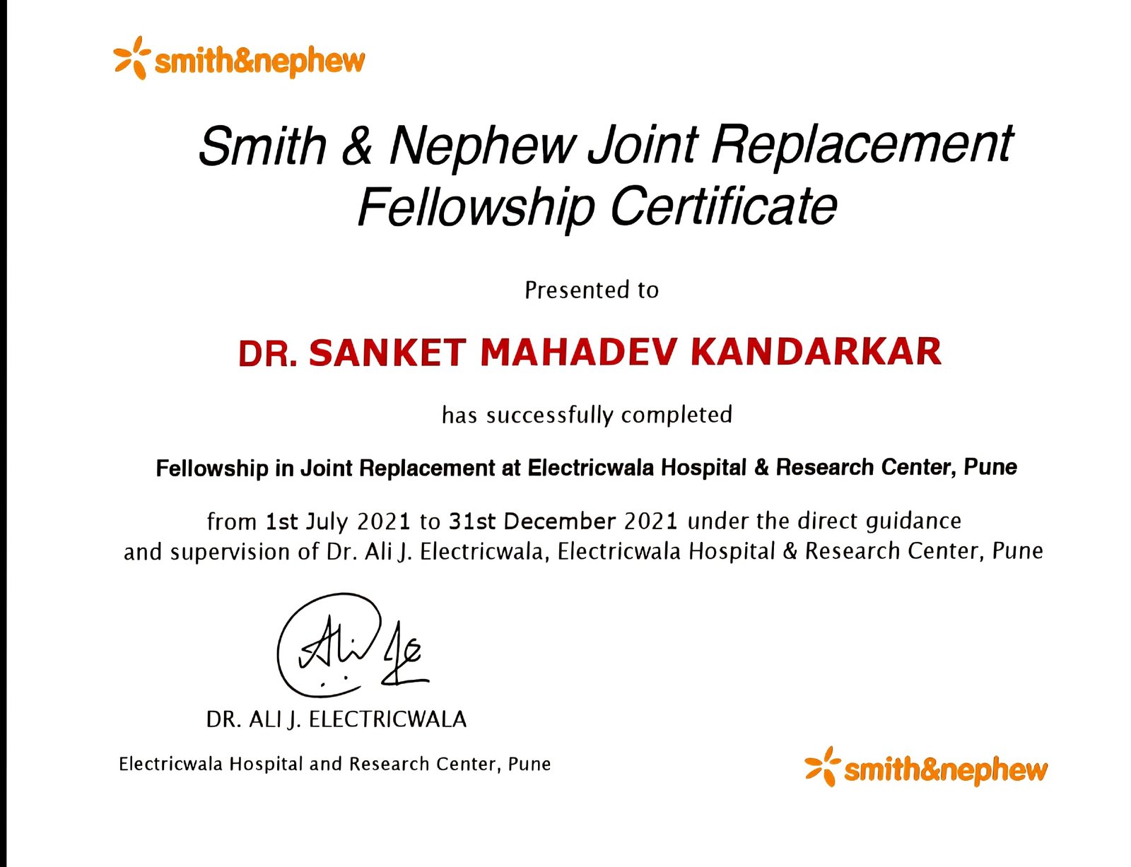 Arthroplasty and Arthroscopy Fellowship Certificate _page-0002